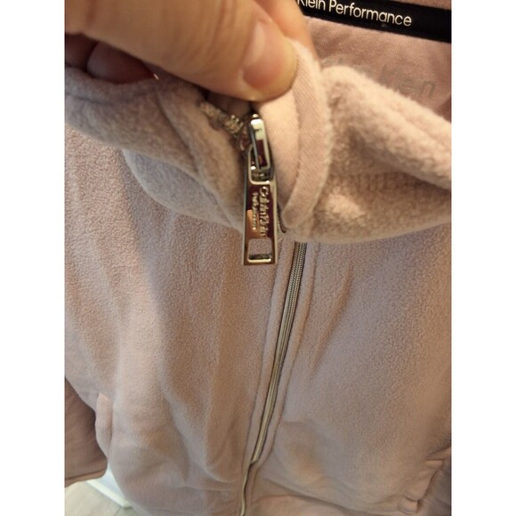 Calvin Klein Performance Size Large Beige Zip Up Fleece Jacket High Collar NEW - Picture 9 of 16